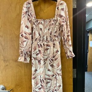 House of Harlow 1960 Palm Leaf Linen MIDI Dress size M NWT